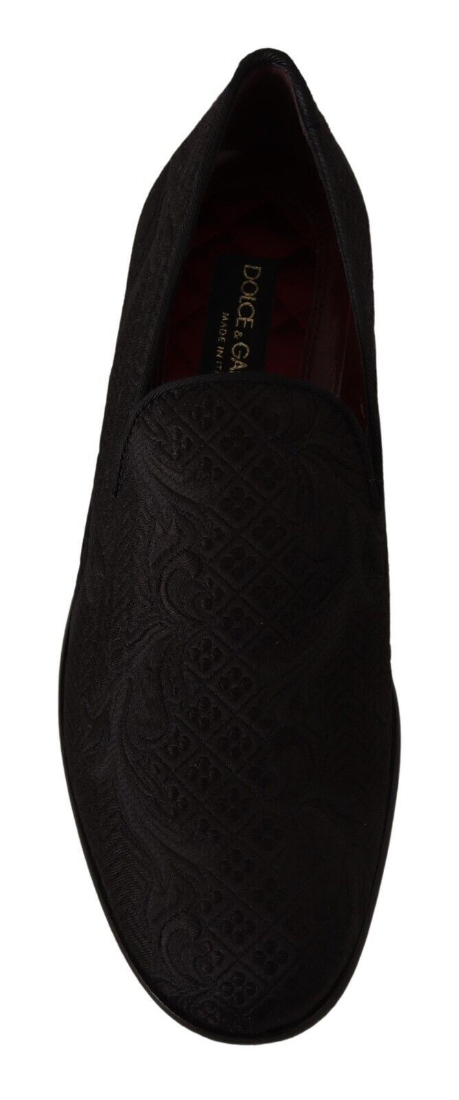 Dolce & Gabbana Schwarz Floral Brokat Hausschuhe Loafers Schuhe