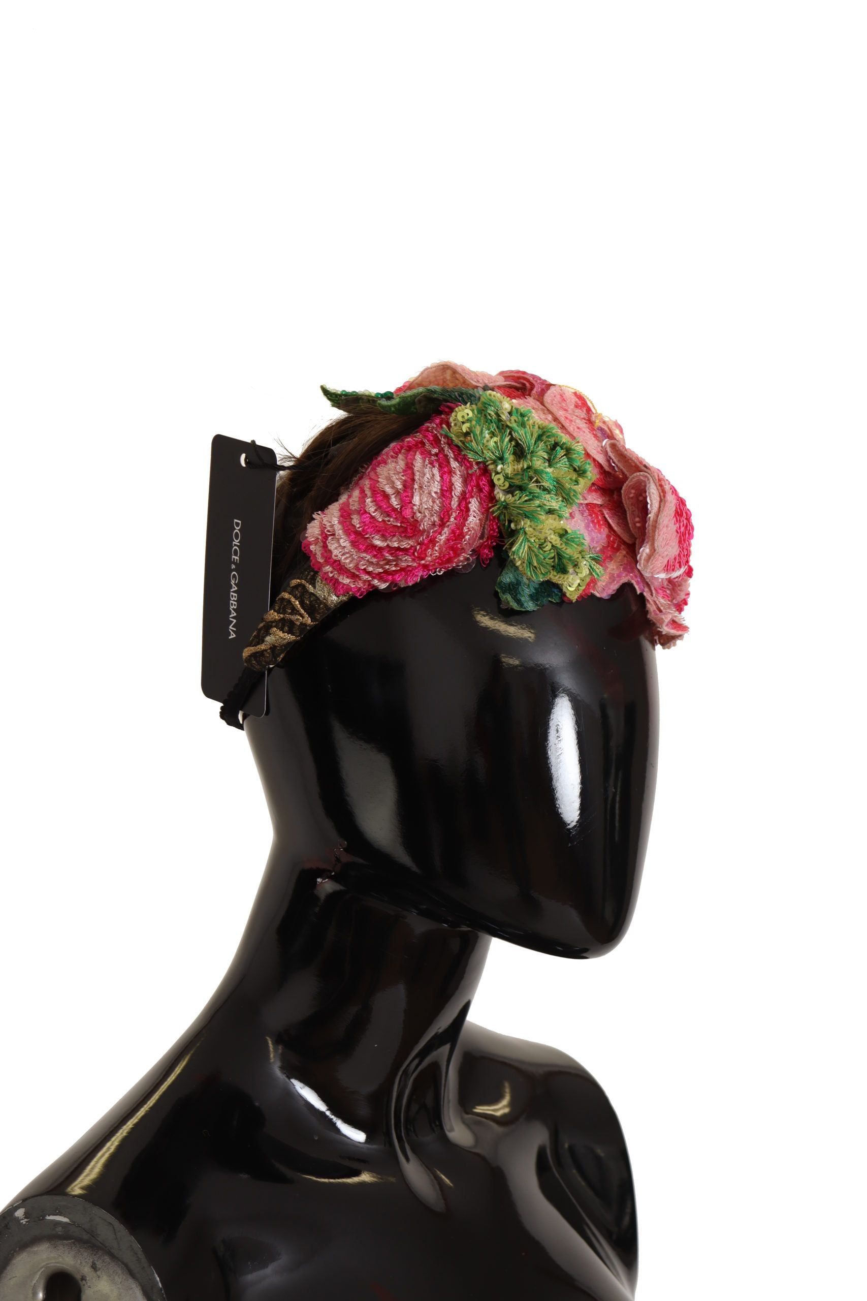 Dolce & Gabbana Multicolor Pailletten Lurex Schwarz Haarstirnband