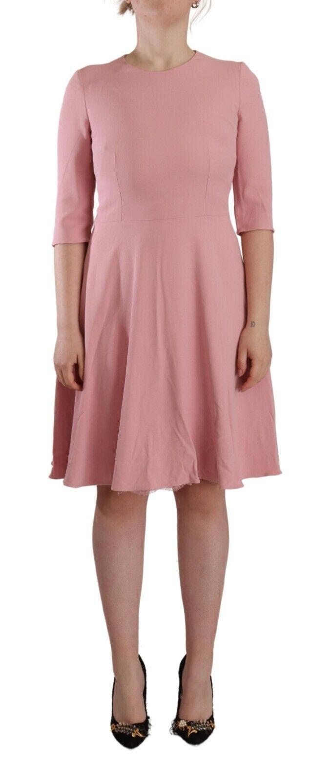 Dolce & Gabbana Rosa 3/4-Ärmel Viskosemischung A-Linien-Kleid