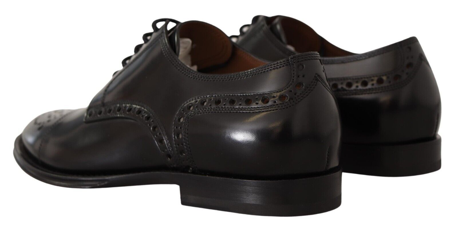 Dolce & Gabbana Schwarzes Leder Wingtip Herrenformal Derby Schuhe