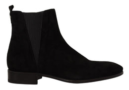 Dolce & Gabbana Schwarz Wildleder Leder Chelsea Herren Stiefel Schuhe