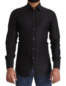 Dolce & Gabbana Schwarzes GOLD Baumwollhemd Formales Hemd