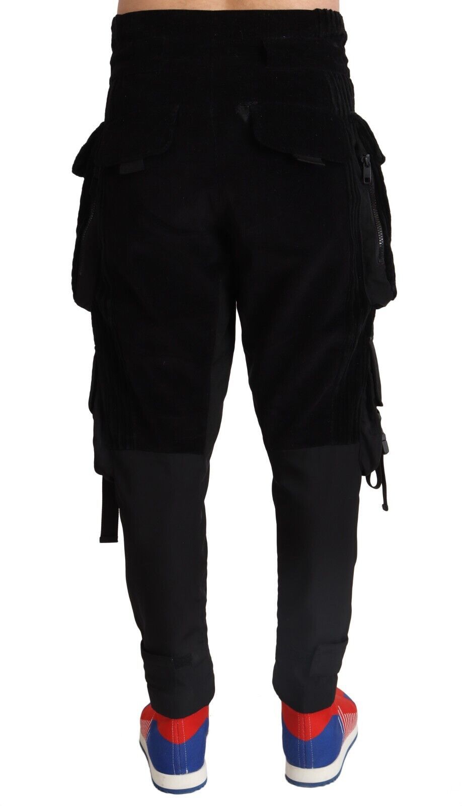 Dolce & Gabbana Schwarze Skinny-Cord-Cargo-Hose aus Baumwolle