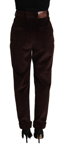 Dolce & Gabbana Bordeauxfarbene Cordhose aus Baumwolle, konisch zulaufende Hose