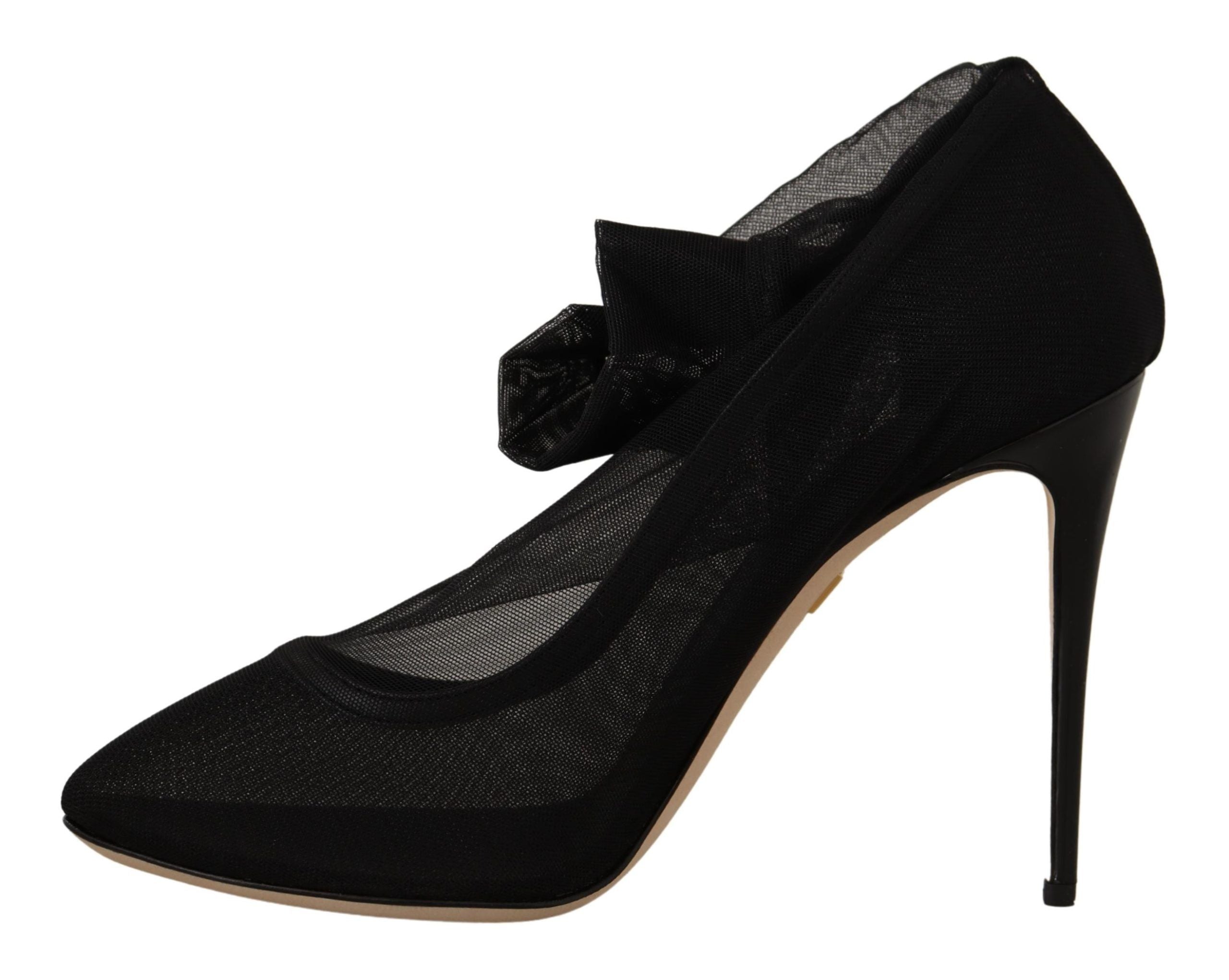 Dolce & Gabbana Schwarz Stretch Tüll Stretch Stiefel Schuhe