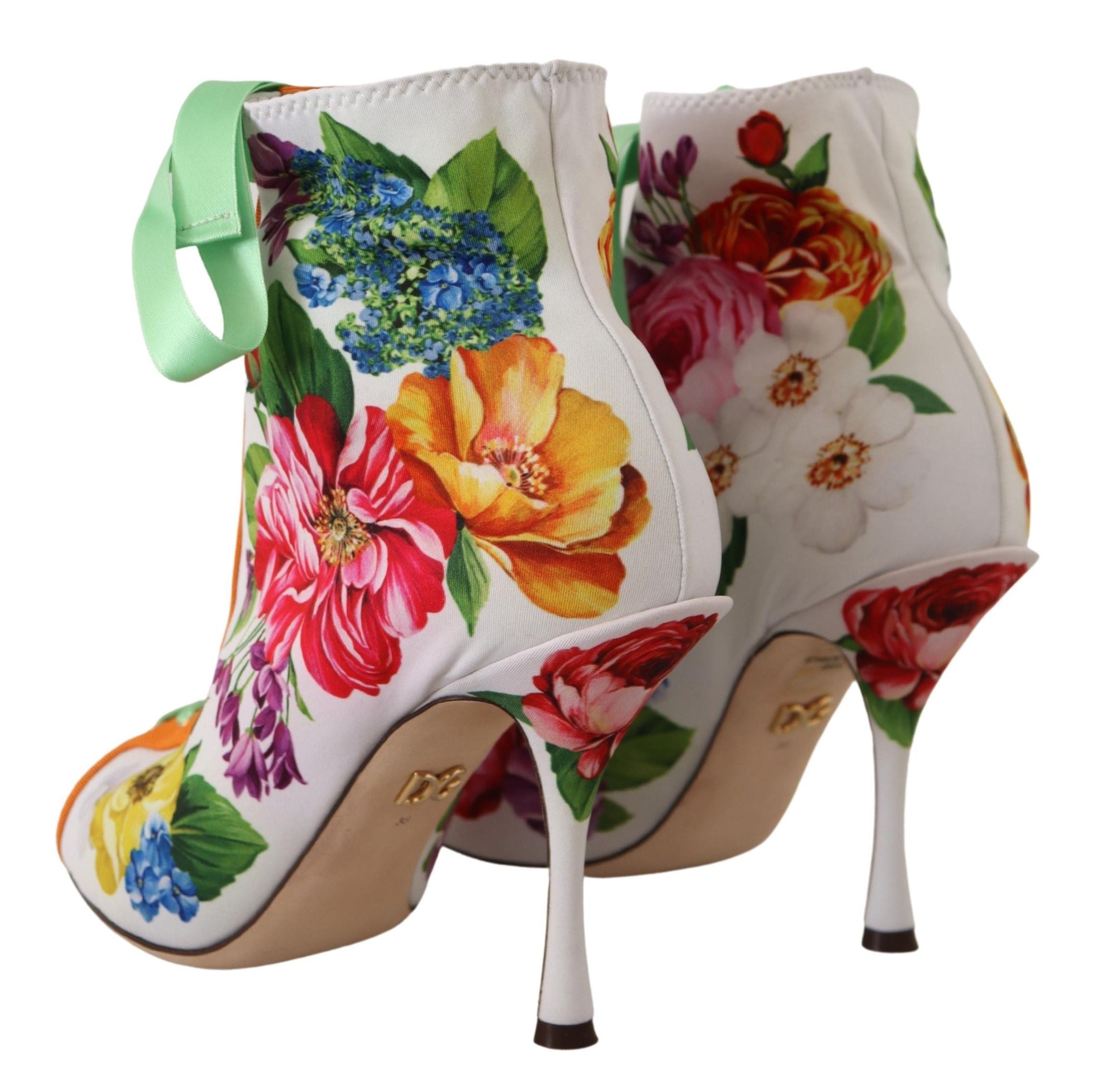 Dolce & Gabbana Weiße Jersey Stretch Stiefel Offene Zehen Heels Schuhe