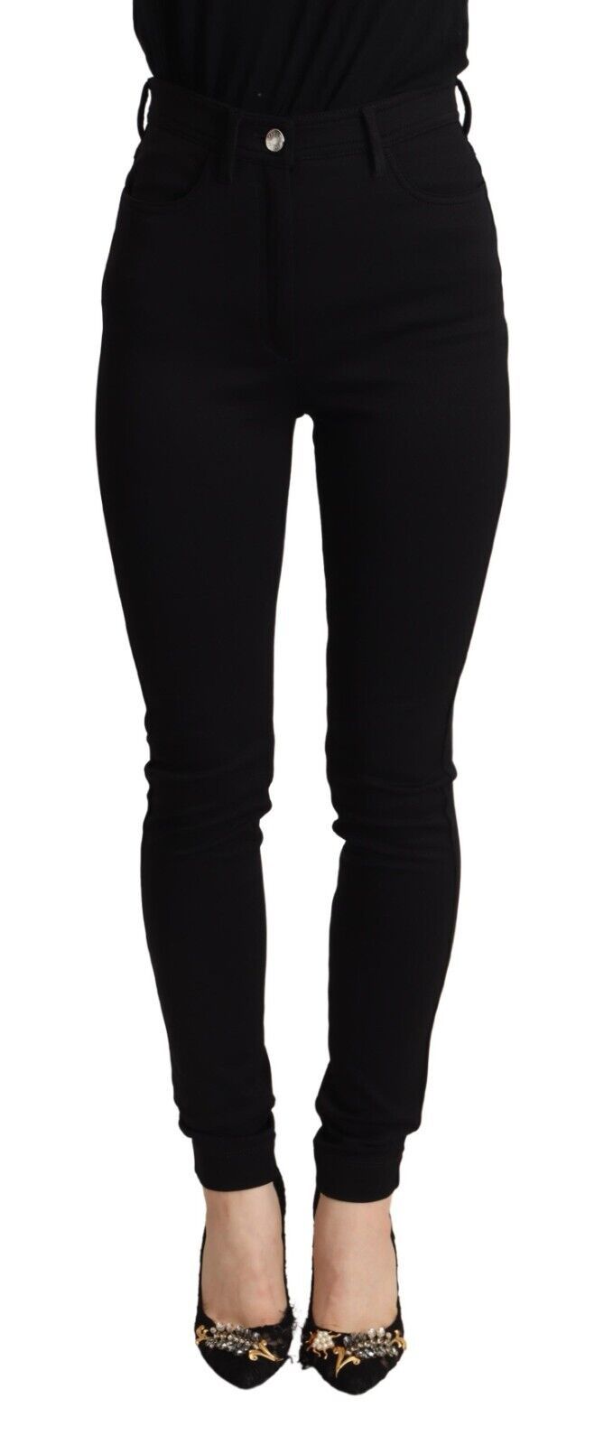 Dolce & Gabbana Schwarze High Waist Skinny Slim Fit Hose