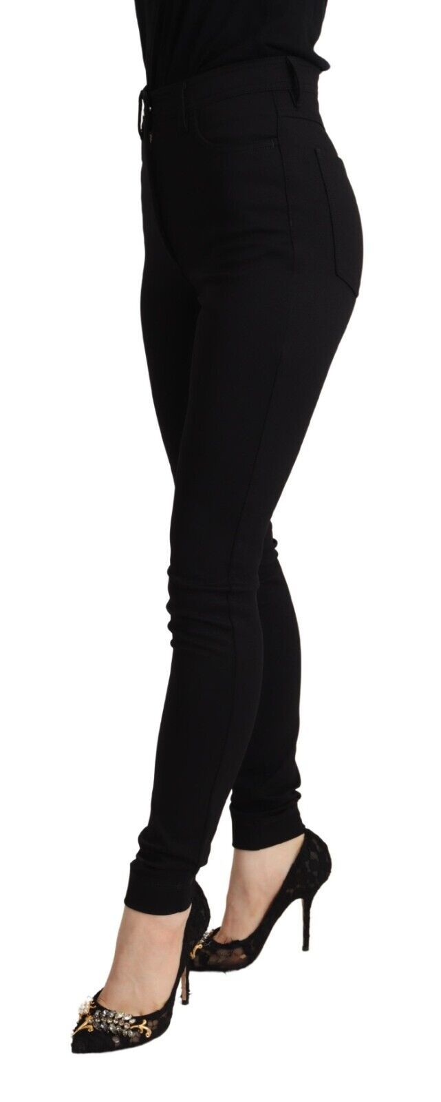 Dolce & Gabbana Schwarze High Waist Skinny Slim Fit Hose