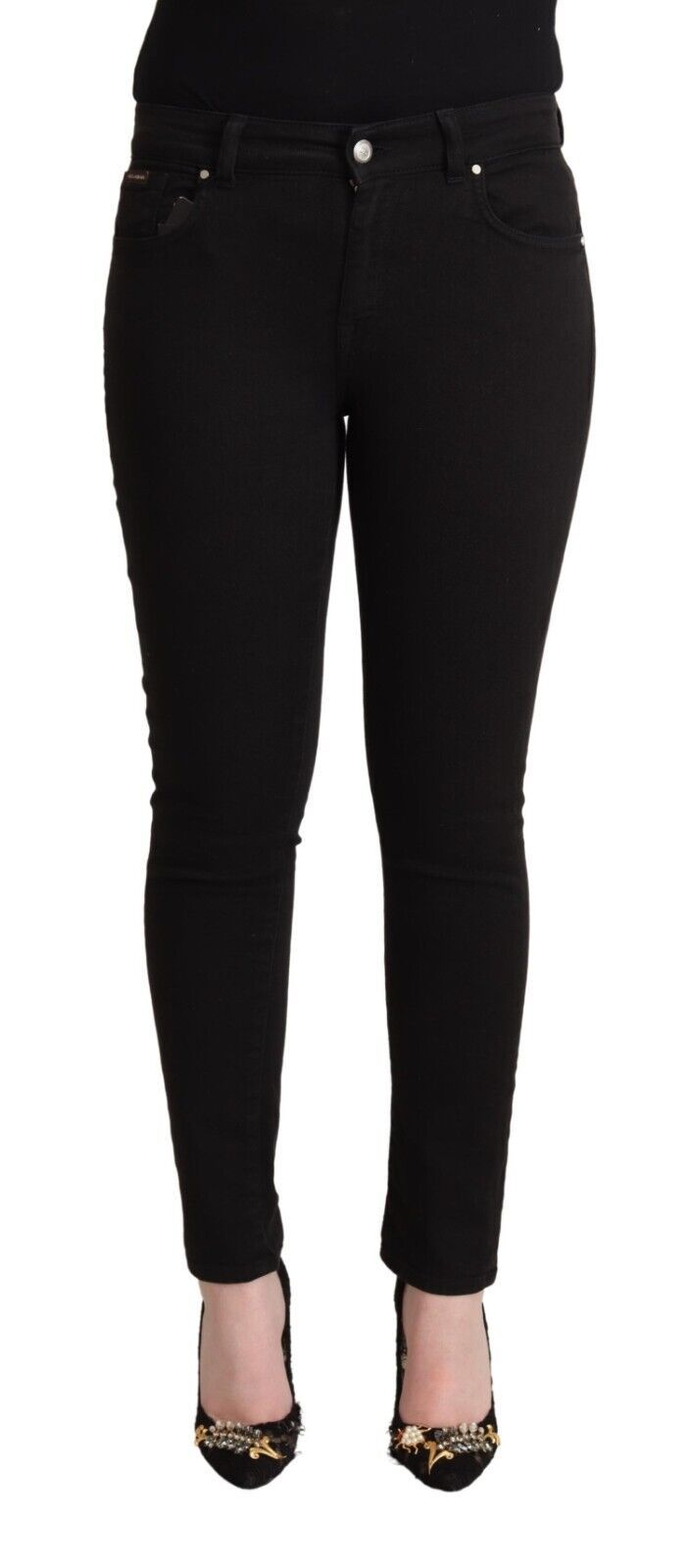 Dolce & Gabbana Schwarze Slim Fit Jeans aus Baumwolle mit mittlerer Taille aus Denim