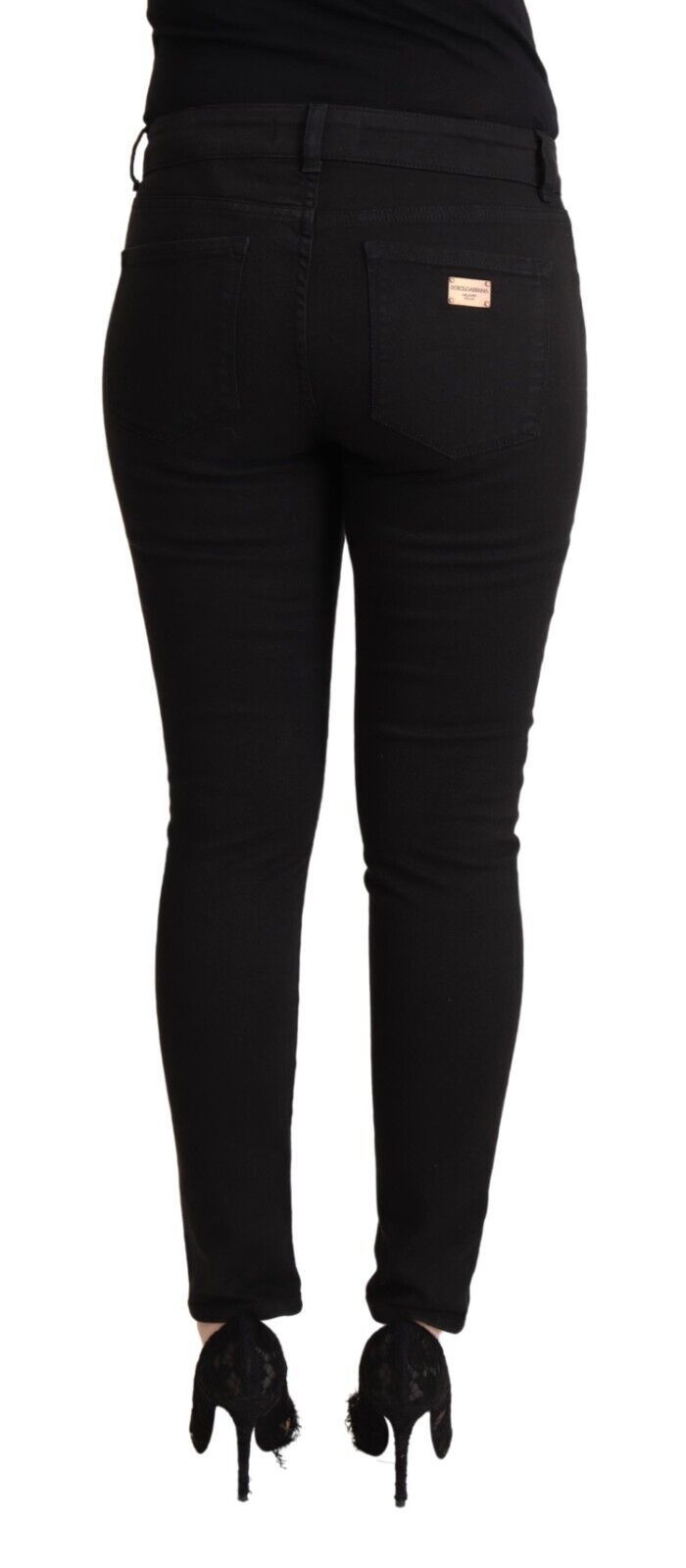 Dolce & Gabbana Schwarze Slim Fit Jeans aus Baumwolle mit mittlerer Taille aus Denim
