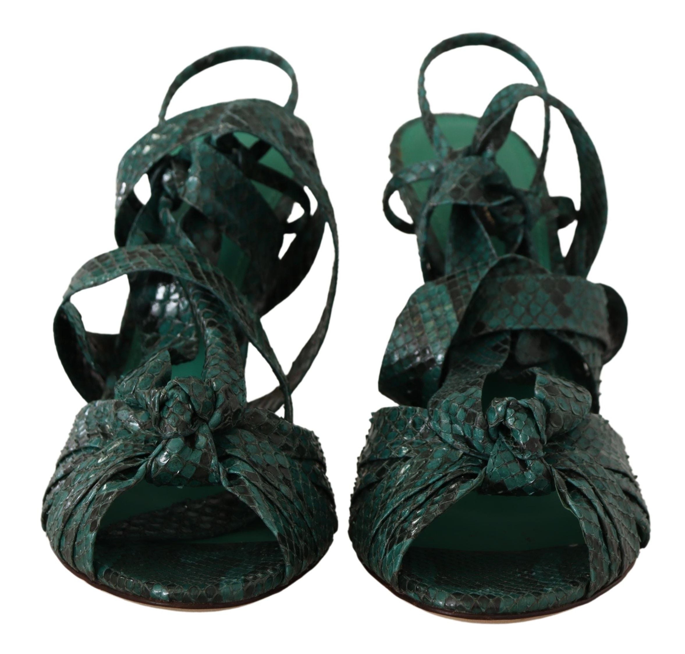 Dolce & Gabbana Grün Python Riemchen Sandalen Heels Schuhe