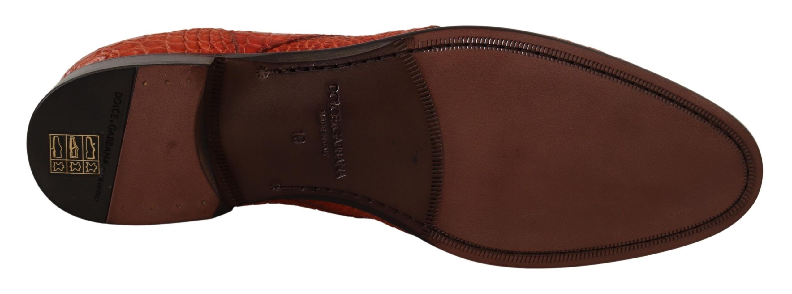 Dolce & Gabbana Orangefarbene Derby-Schuhe aus exotischem Leder