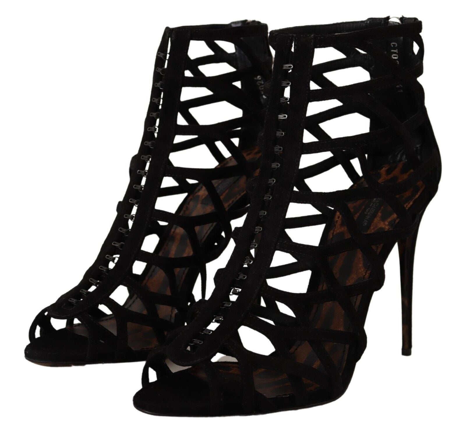 Dolce & Gabbana Schwarz Wildleder Stiletto Heels Bette Sandalen Schuhe