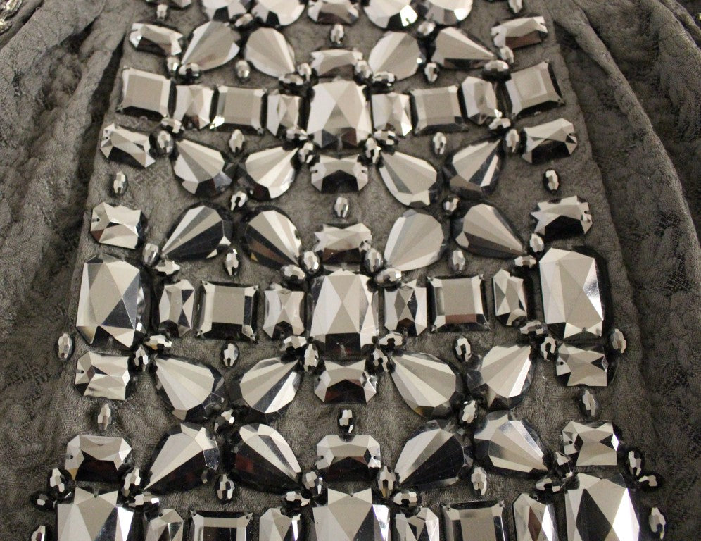 Dolce & Gabbana Schwarzer Kristall Handgefertigter Über-Knie-Rock