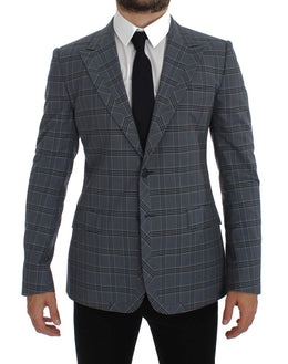 Dolce & Gabbana Blau karierte Slim Fit Blazer Jacke