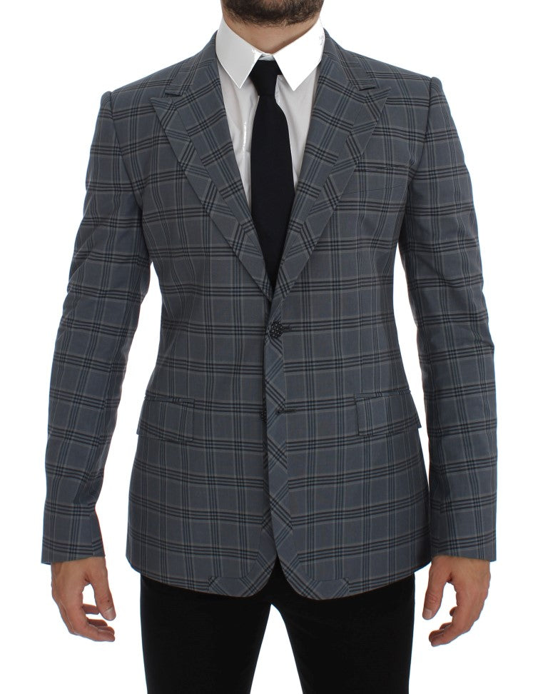 Dolce & Gabbana Blau karierte Slim Fit Blazer Jacke