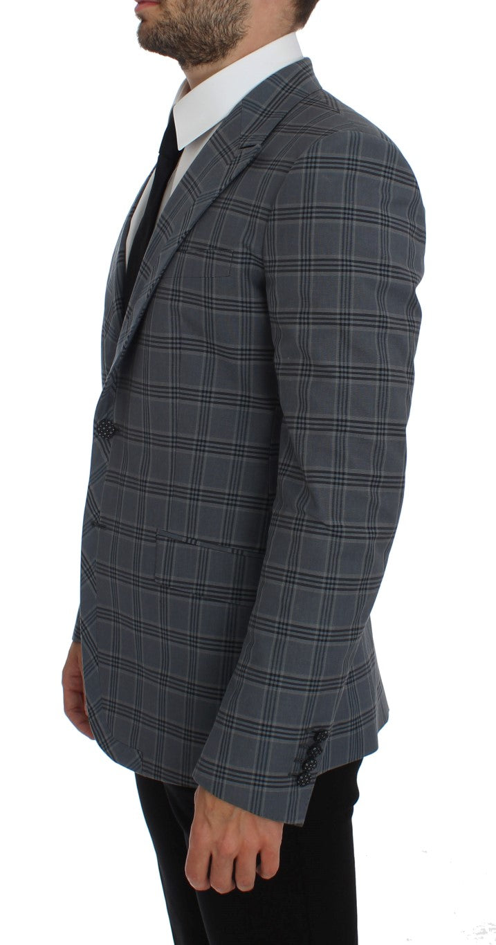Dolce & Gabbana Blau karierte Slim Fit Blazer Jacke