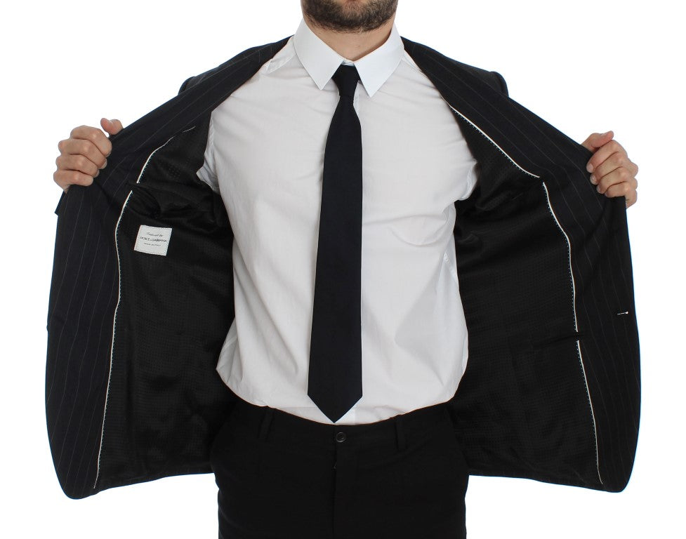 Dolce & Gabbana Grauer gestreifter Slim Fit Wollblazer