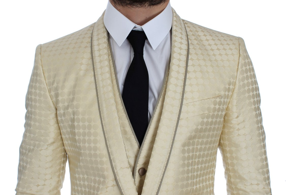 Dolce & Gabbana Beige gepunkteter Seidenblazer 2 Stück
