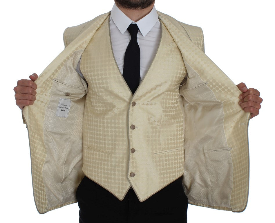 Dolce & Gabbana Beige gepunkteter Seidenblazer 2 Stück