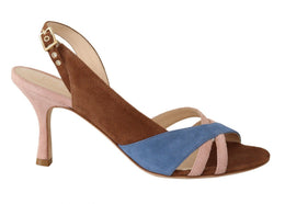 GIA COUTURE Multicolor Wildleder Leder Slingback Heels Sandalen Schuhe