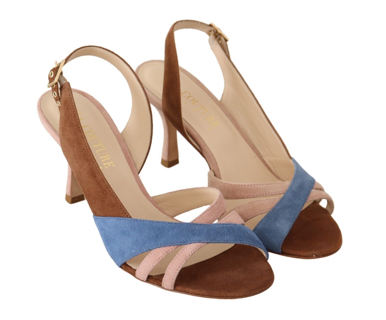 GIA COUTURE Multicolor Wildleder Leder Slingback Heels Sandalen Schuhe