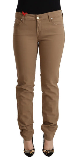 Jacob Cohen Braun Baumwolle Stretch Mid Waist Skinny Hose
