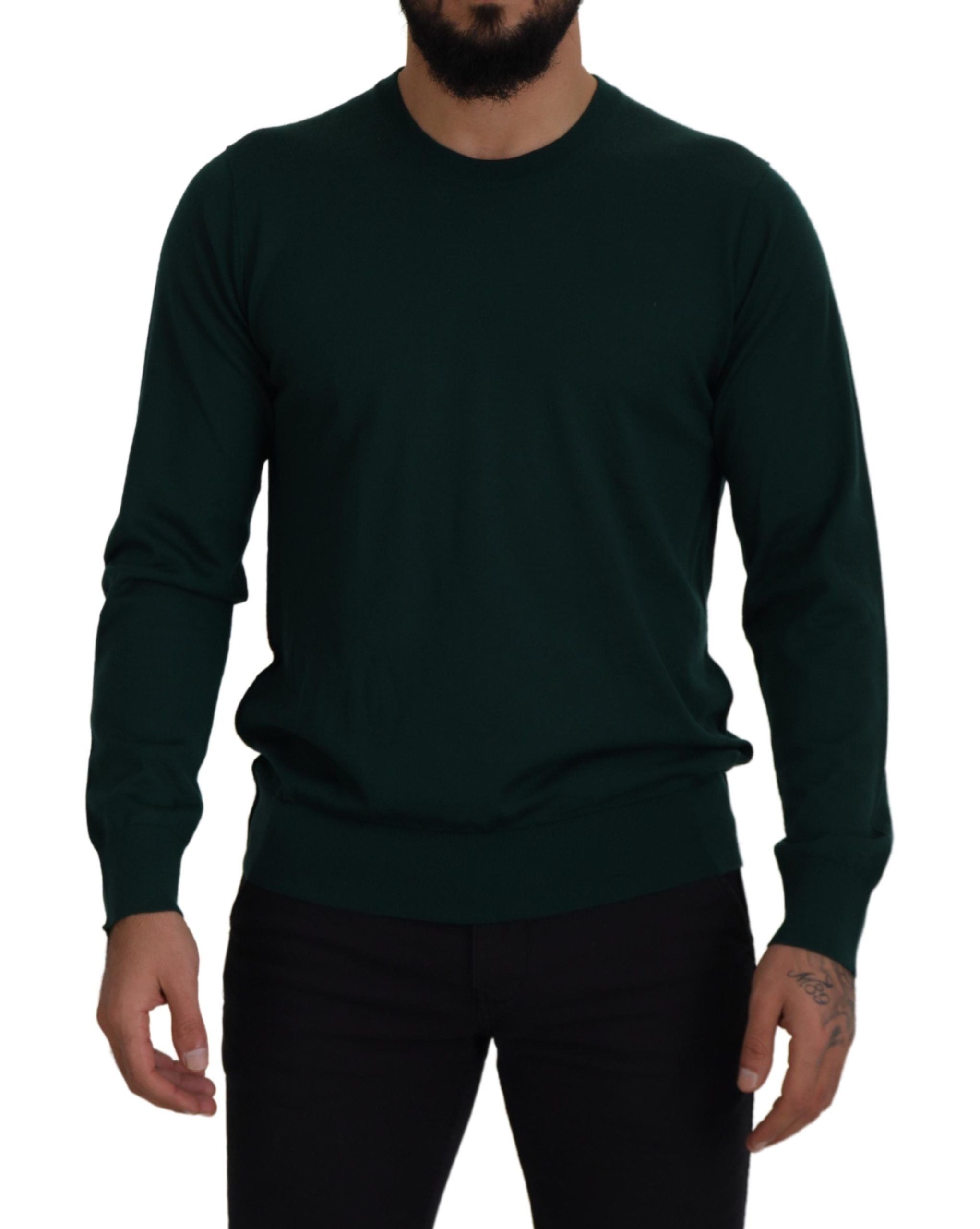 Dolce & Gabbana Grüner Pullover aus Kaschmir mit Rundhalsausschnitt