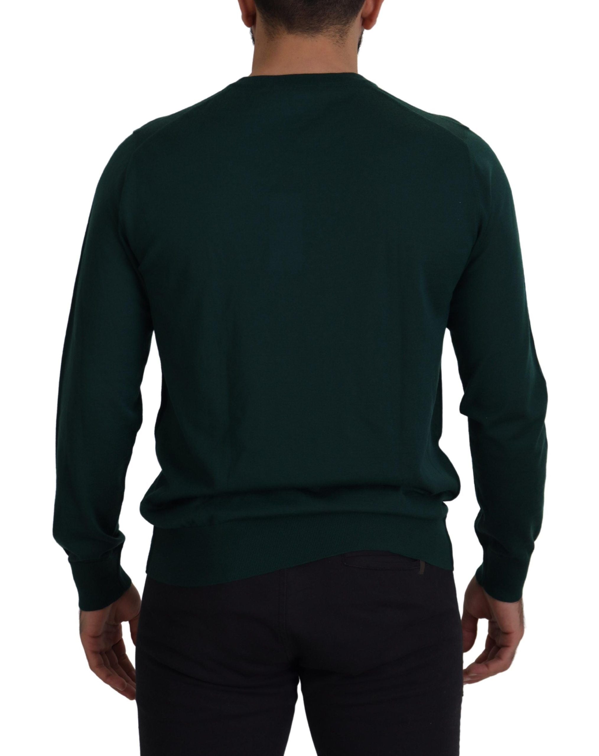 Dolce & Gabbana Grüner Pullover aus Kaschmir mit Rundhalsausschnitt