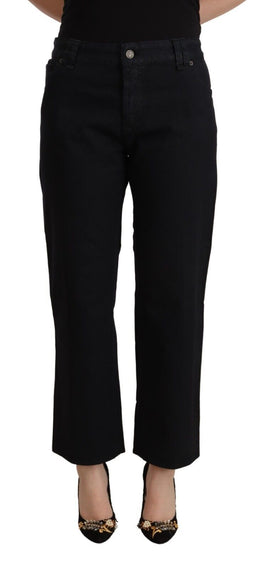 John Galliano Schwarze Baumwoll-Denim-Jeans mit ausgestelltem Bund und hoher Taille