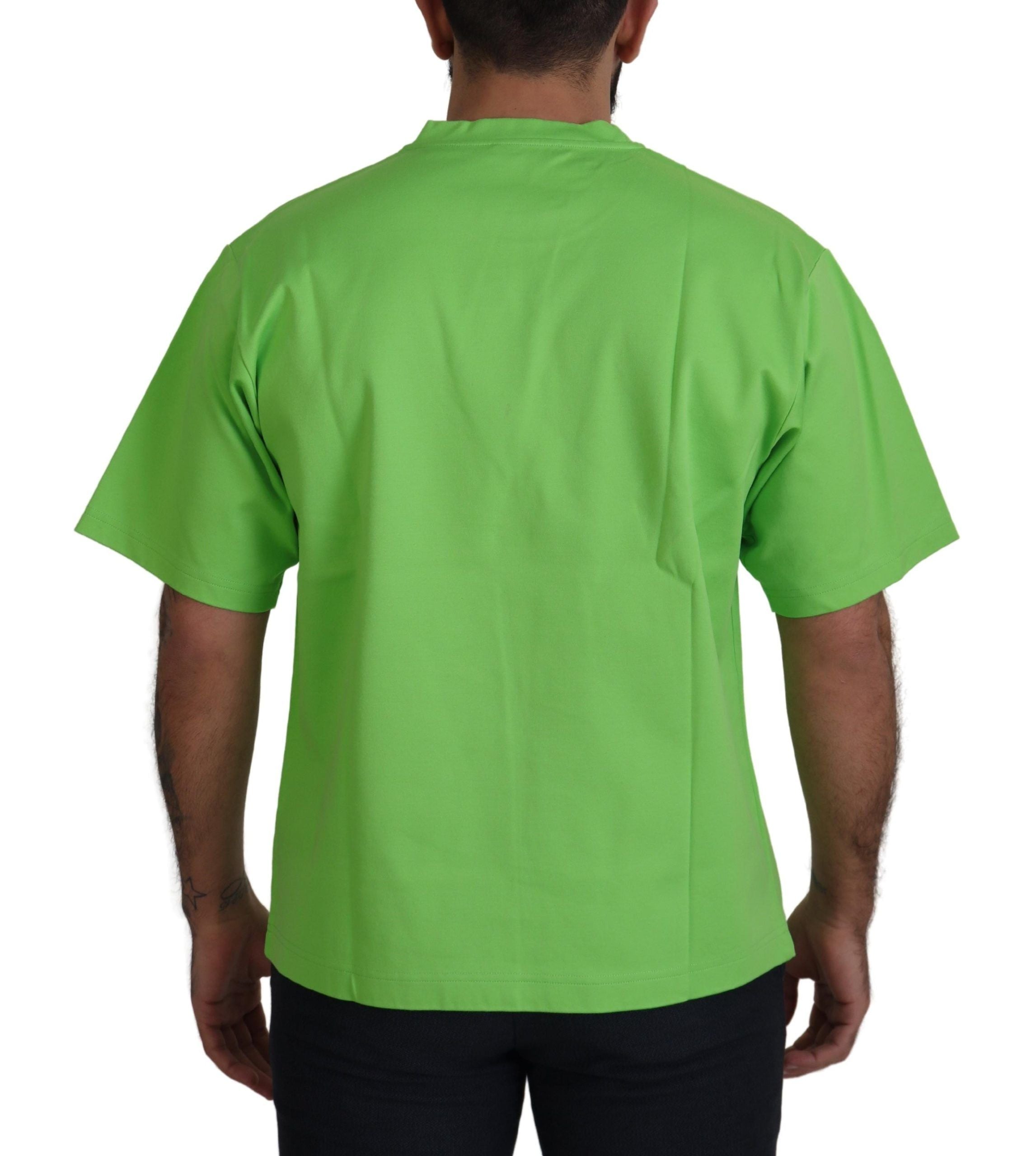Dolce & Gabbana Grünes Baumwoll-T-Shirt DG CHANNEL Top