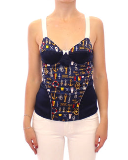 Dolce & Gabbana Blaues Tank-Top mit Seemannsmotiv