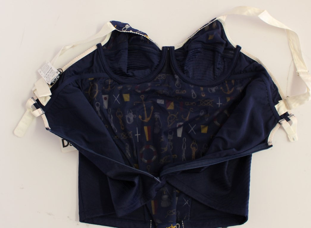 Dolce & Gabbana Blaues Tank-Top mit Seemannsmotiv