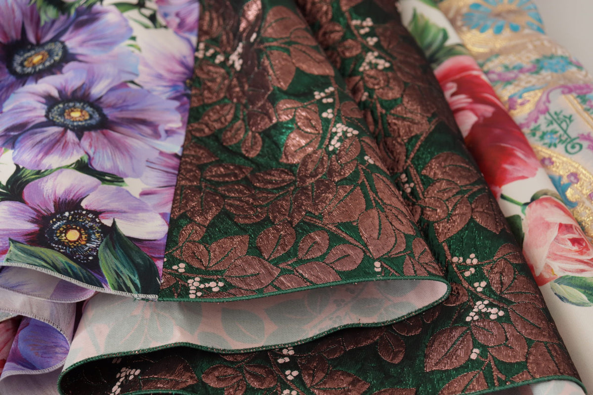 Dolce & Gabbana Kleid Midi Patchwork Floral Jaquard Seide