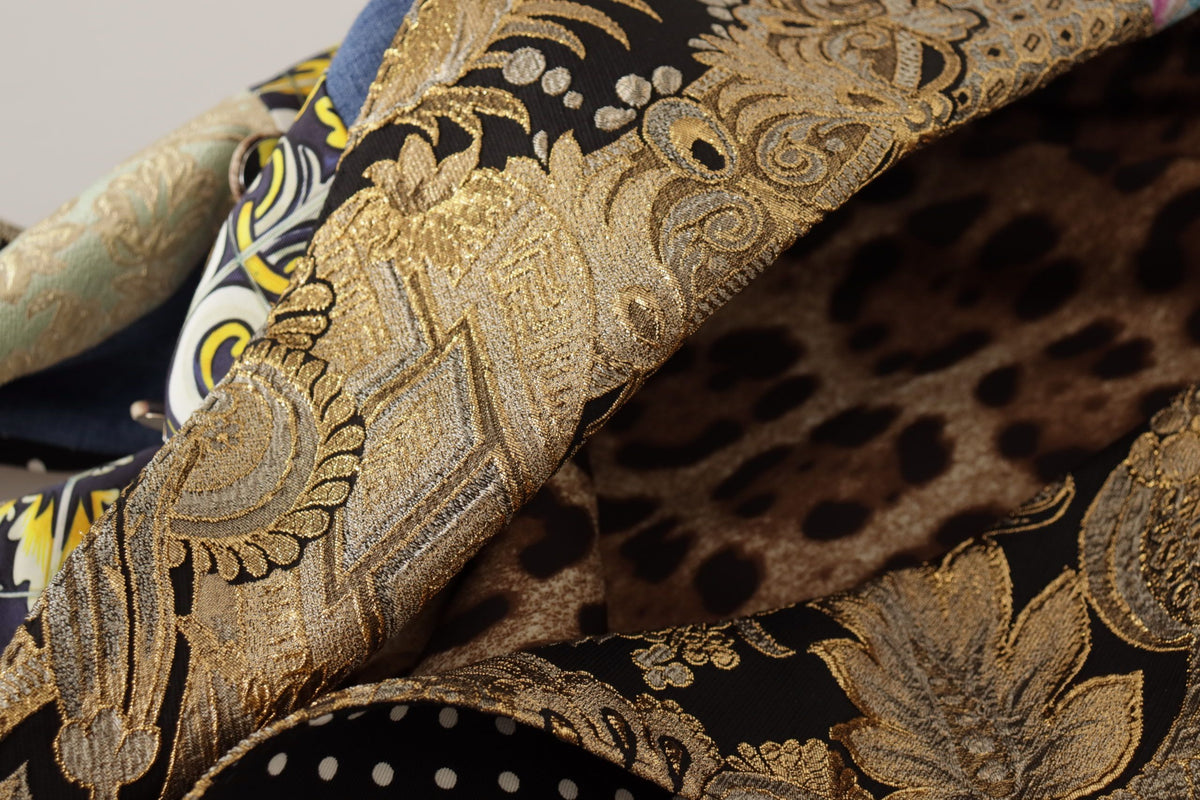 Dolce & Gabbana Mehrfarbige doppelreihige Jacquard-Blazerjacke aus Patchwork