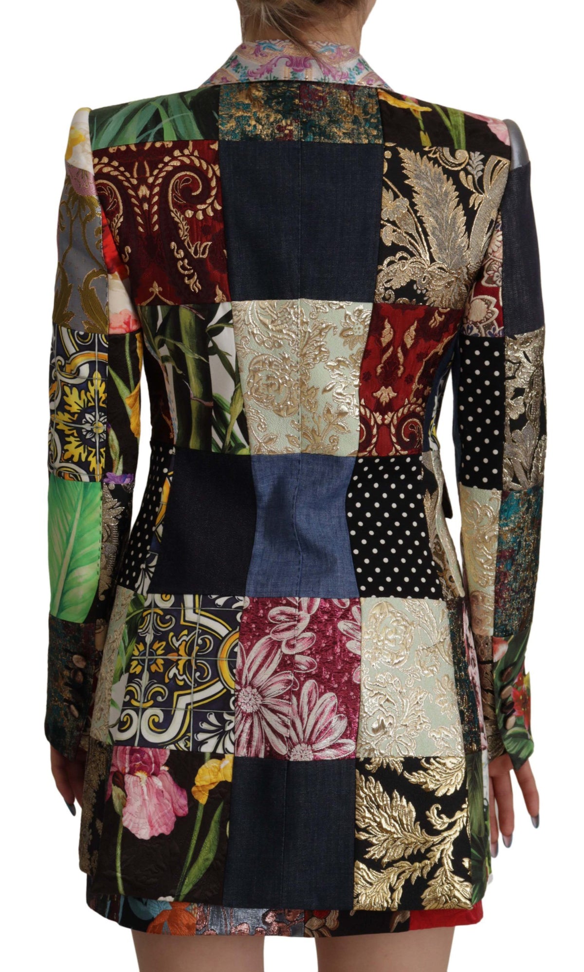 Dolce & Gabbana Mehrfarbige doppelreihige Jacquard-Blazerjacke aus Patchwork
