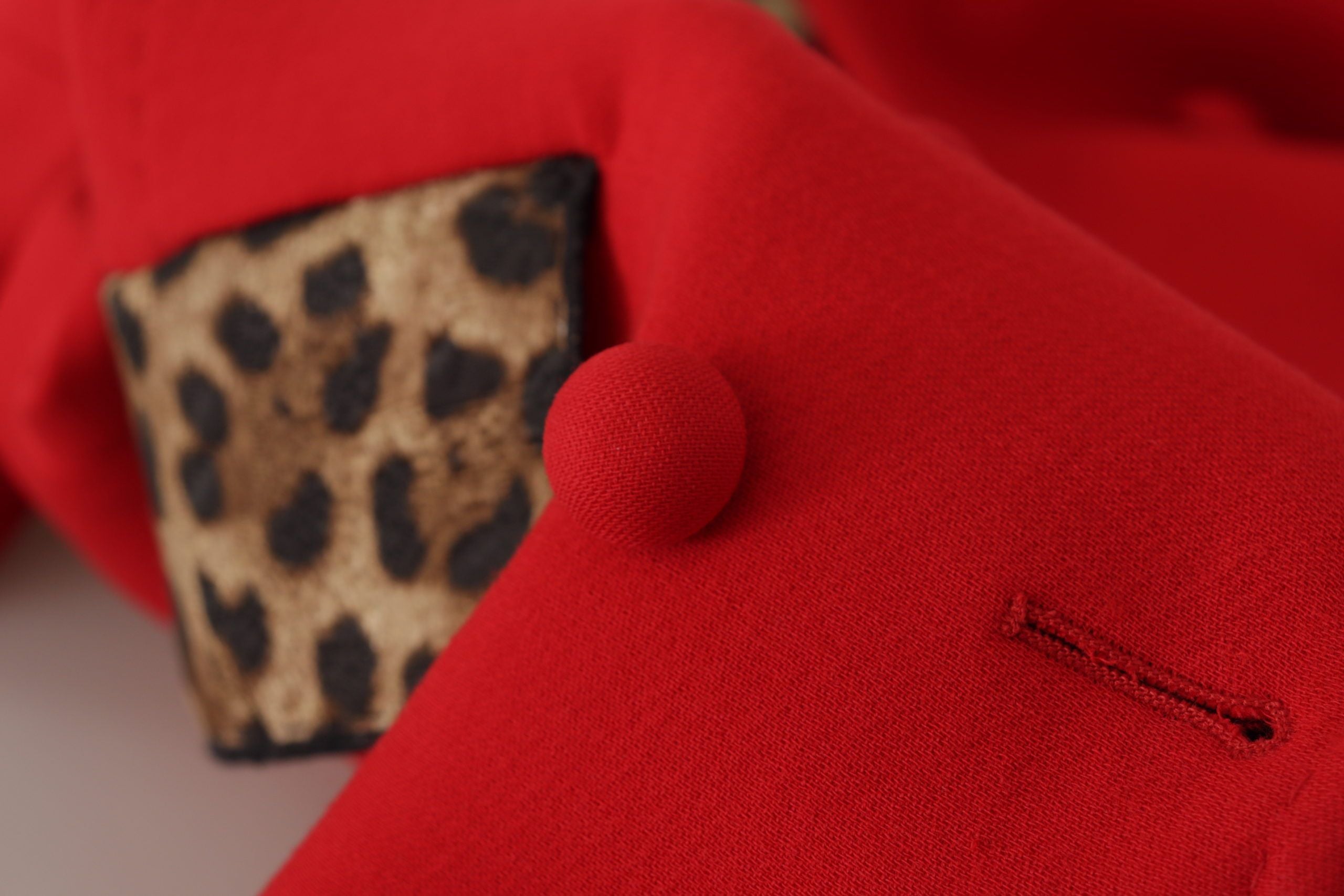 Dolce & Gabbana Trenchcoat-Jacke aus Wolle mit rotem Leopardenmuster