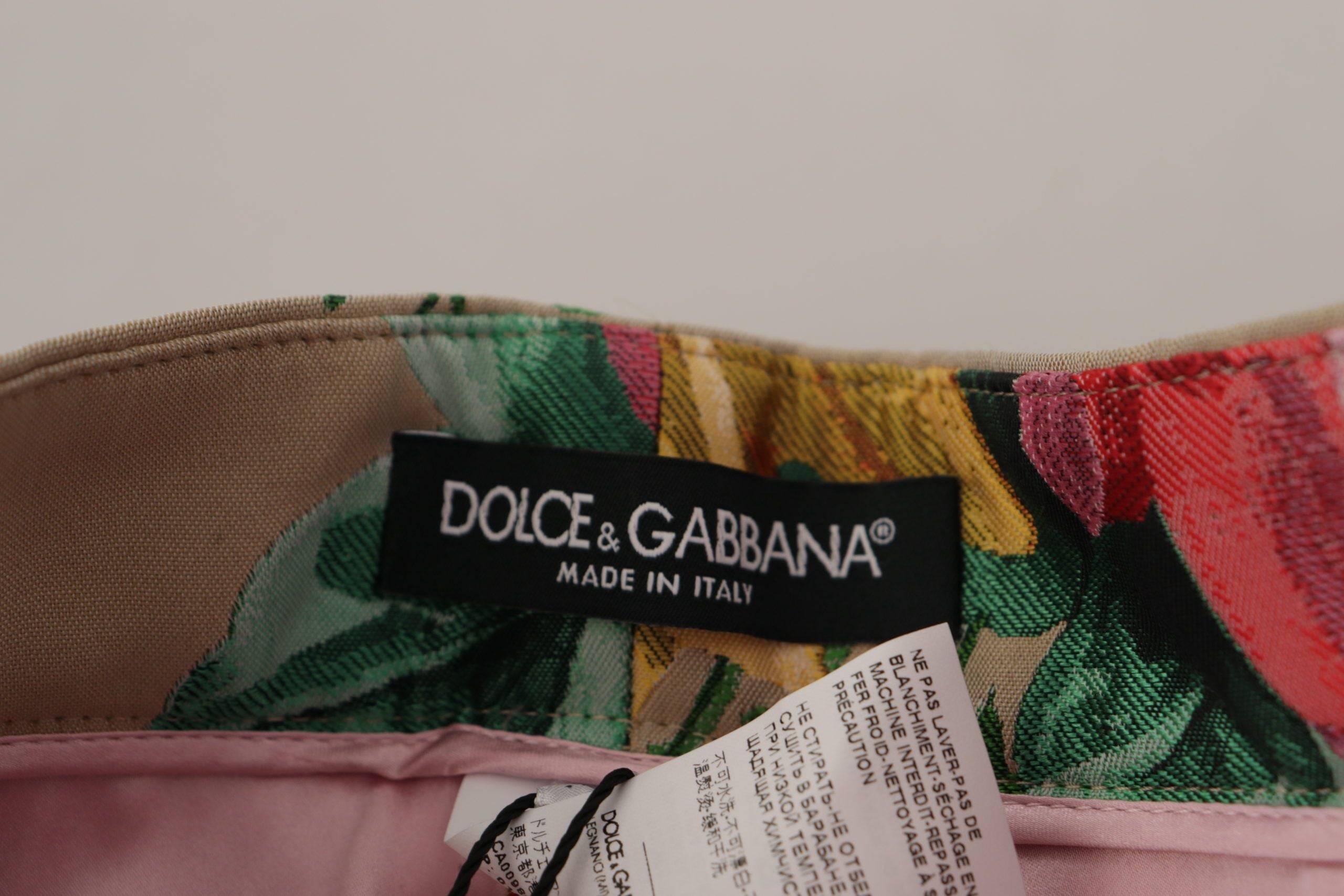 Dolce & Gabbana Beige geblümtes Kleid Formale Hose mit hoher Taille