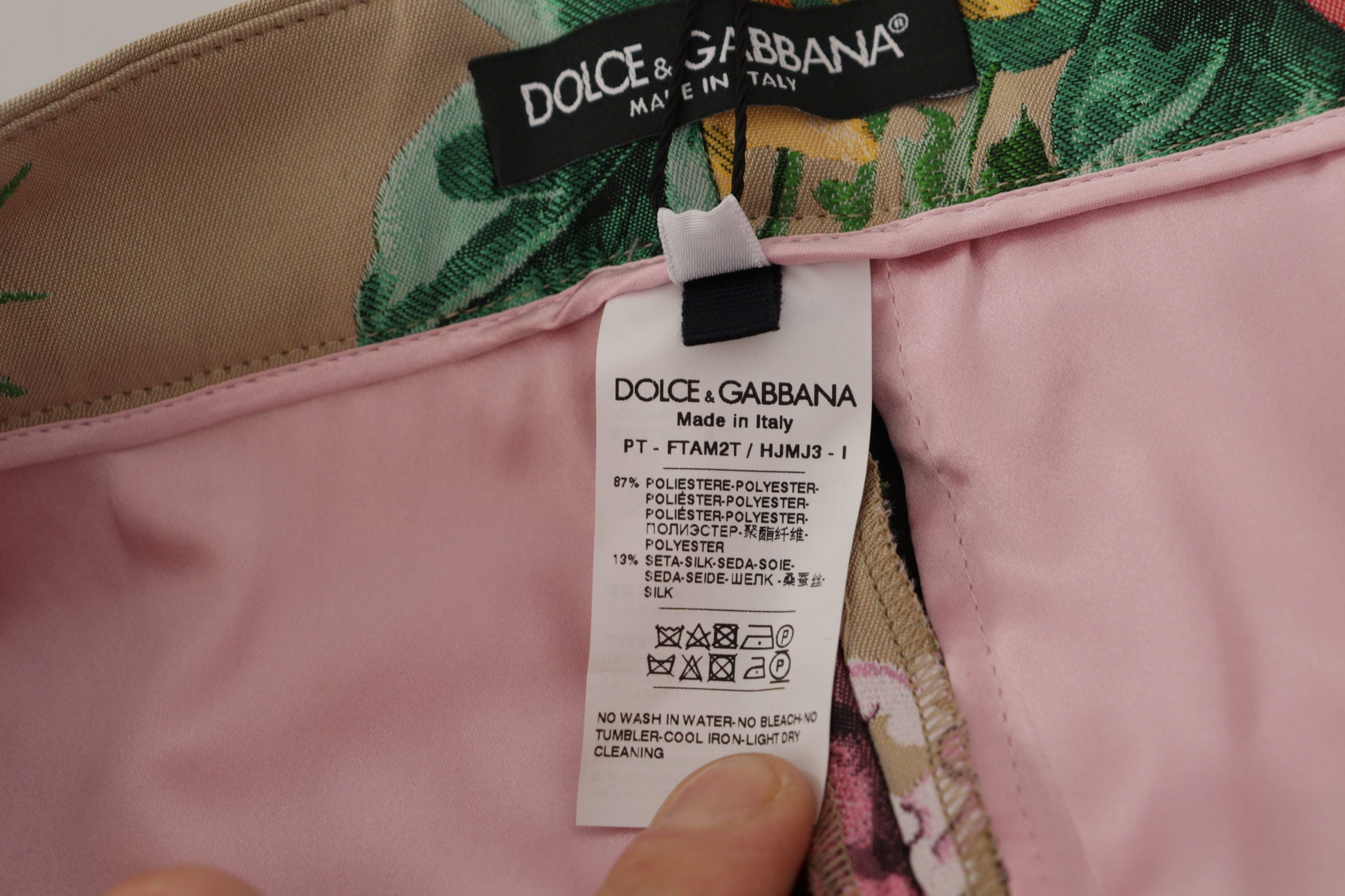 Dolce & Gabbana Beige geblümtes Kleid Formale Hose mit hoher Taille