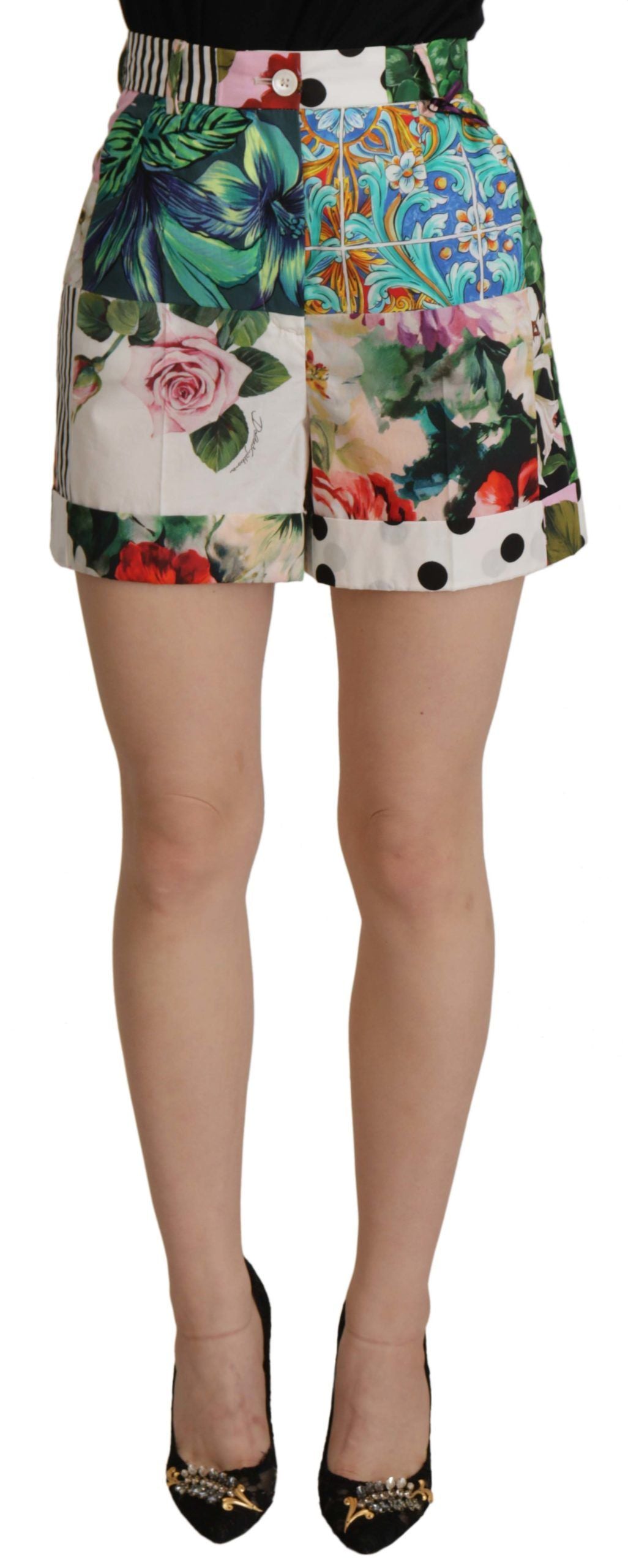 Dolce & Gabbana Multicolor Hohe Taille Hot Pants Shorts