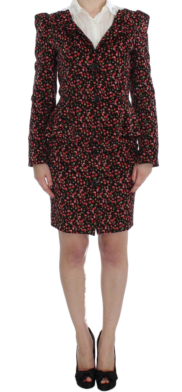 BENCIVENGA Schwarzer Multicolor Floral Anzug