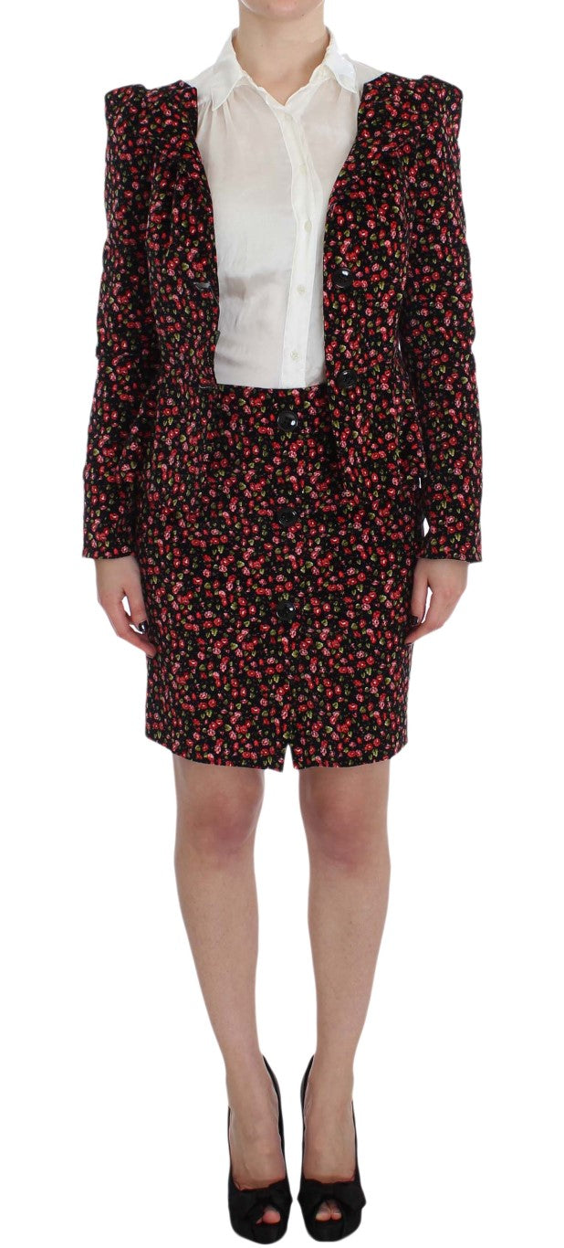 BENCIVENGA Schwarzer Multicolor Floral Anzug