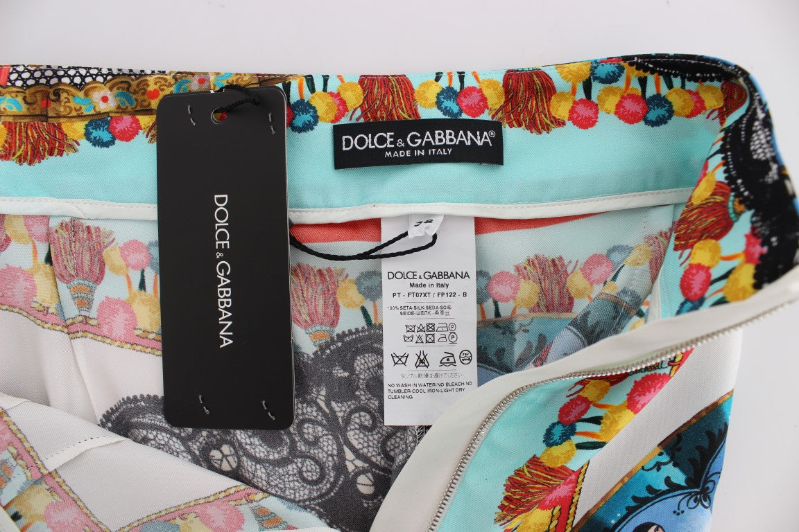 Dolce & Gabbana Multicolor Majolika Sizilien Seidenhose