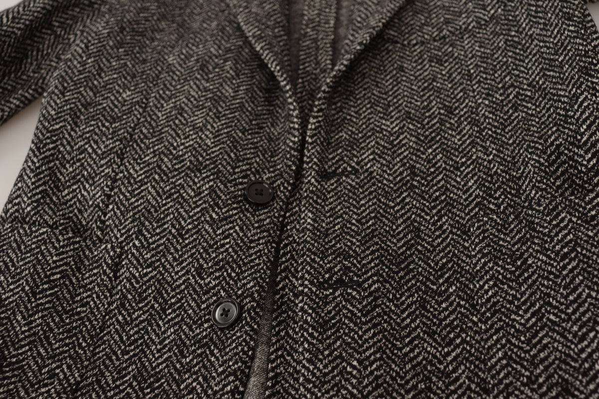 Dolce & Gabbana Grauer einreihiger Fantasy-Blazer aus Baumwolle
