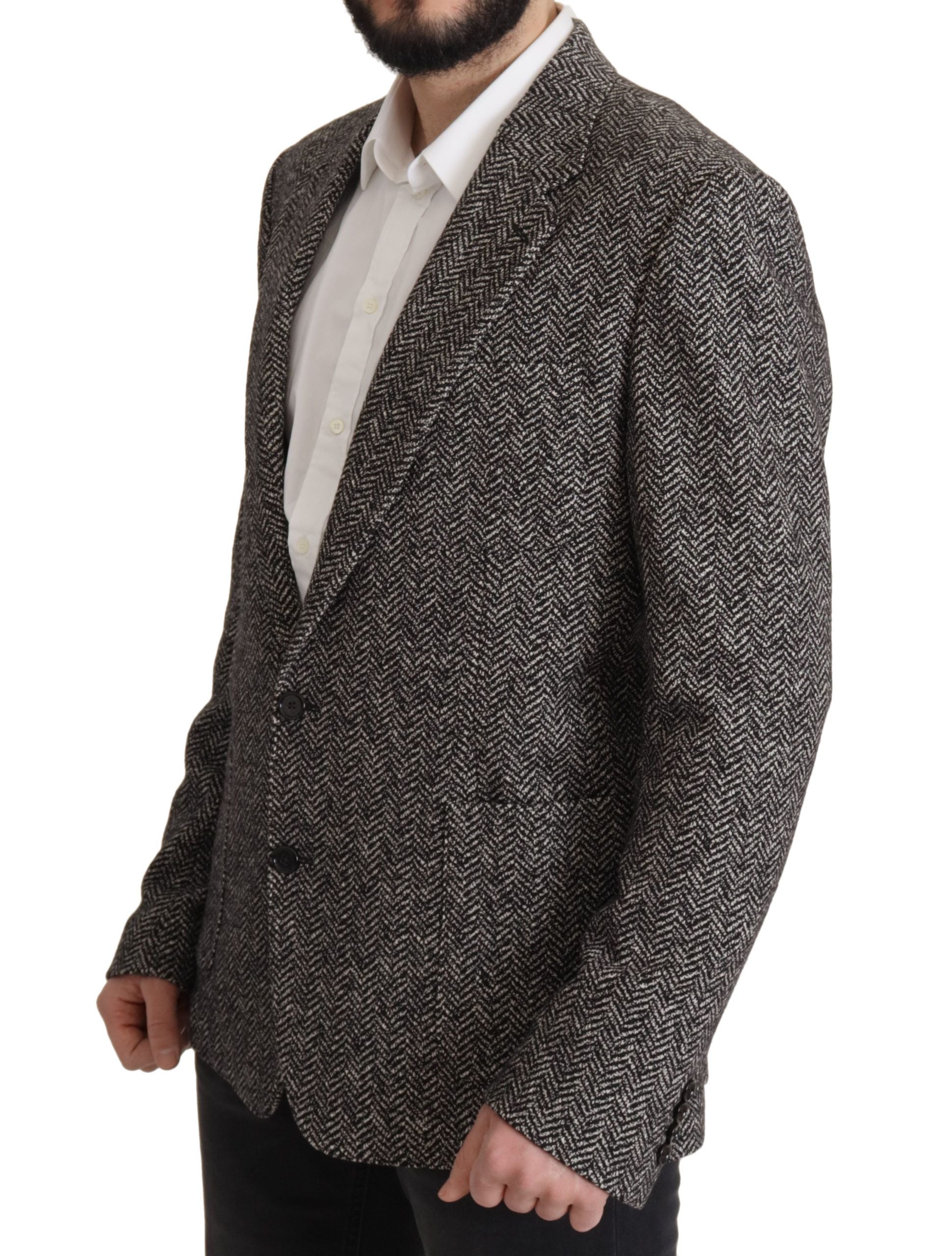 Dolce & Gabbana Grauer einreihiger Fantasy-Blazer aus Baumwolle