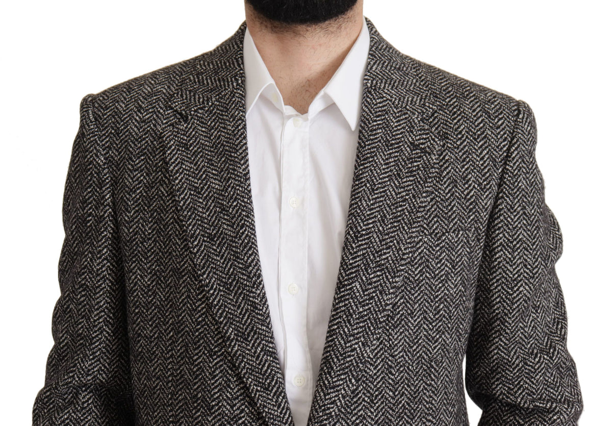 Dolce & Gabbana Grauer einreihiger Fantasy-Blazer aus Baumwolle