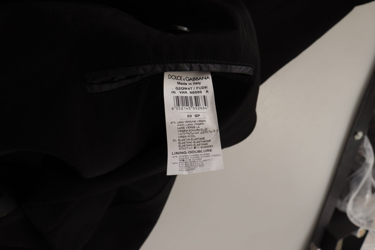 Dolce & Gabbana Schwarzer einreihiger Wollmantel Blazer