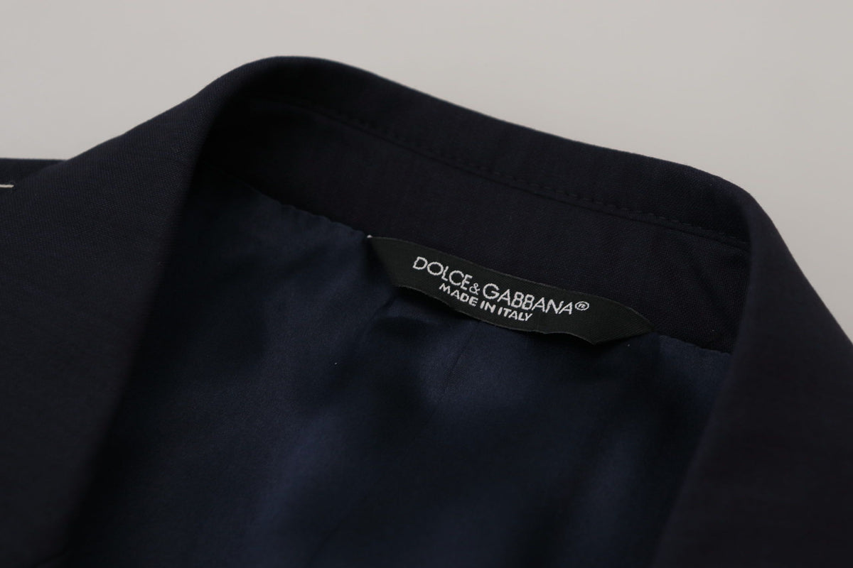 Dolce & Gabbana Blauer einreihiger Wollmantel Blazer