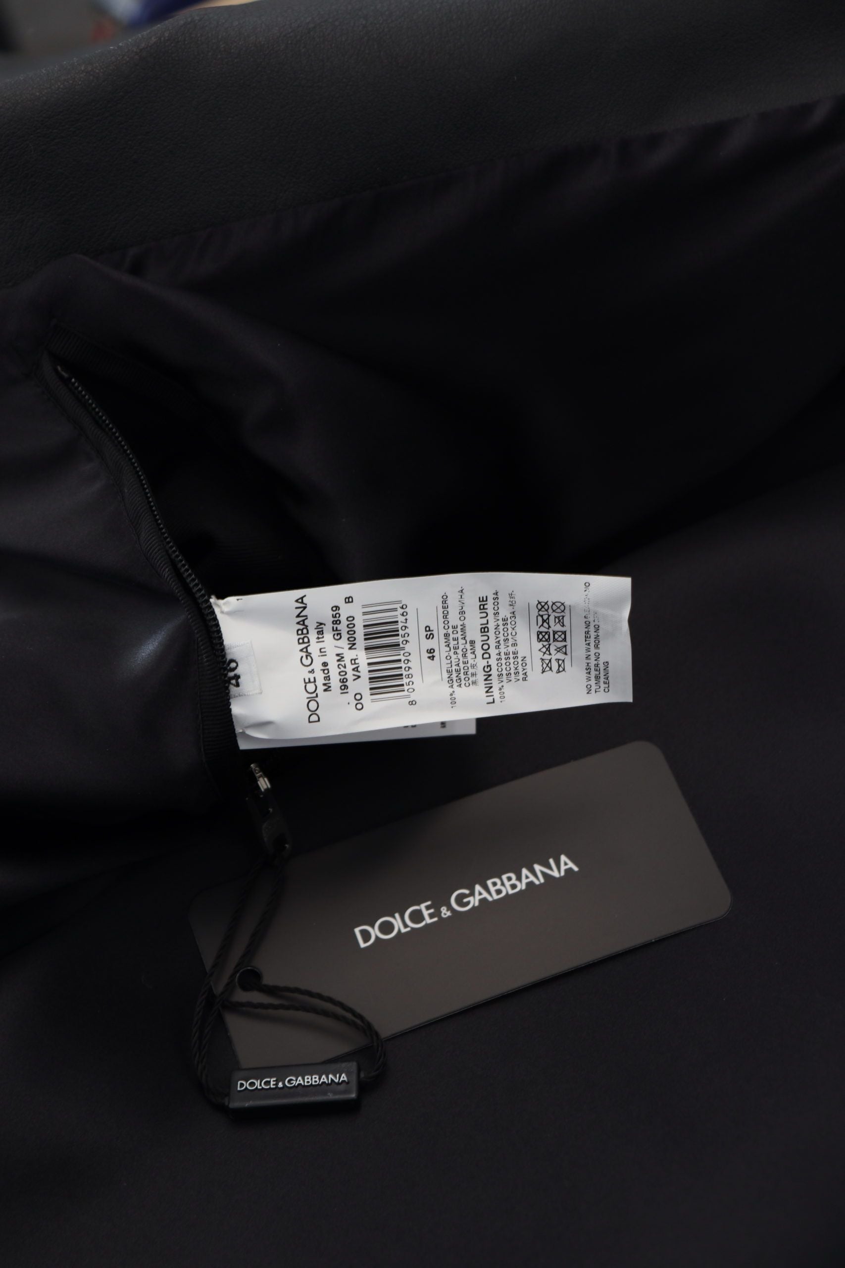 Dolce & Gabbana Schwarzer Leder Bikermantel Zipper Jacke