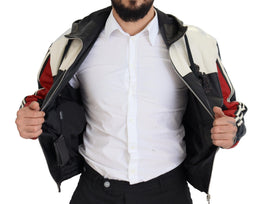 Dolce & Gabbana Schwarzer Leder Blousonmantel mit Kapuze Jacke